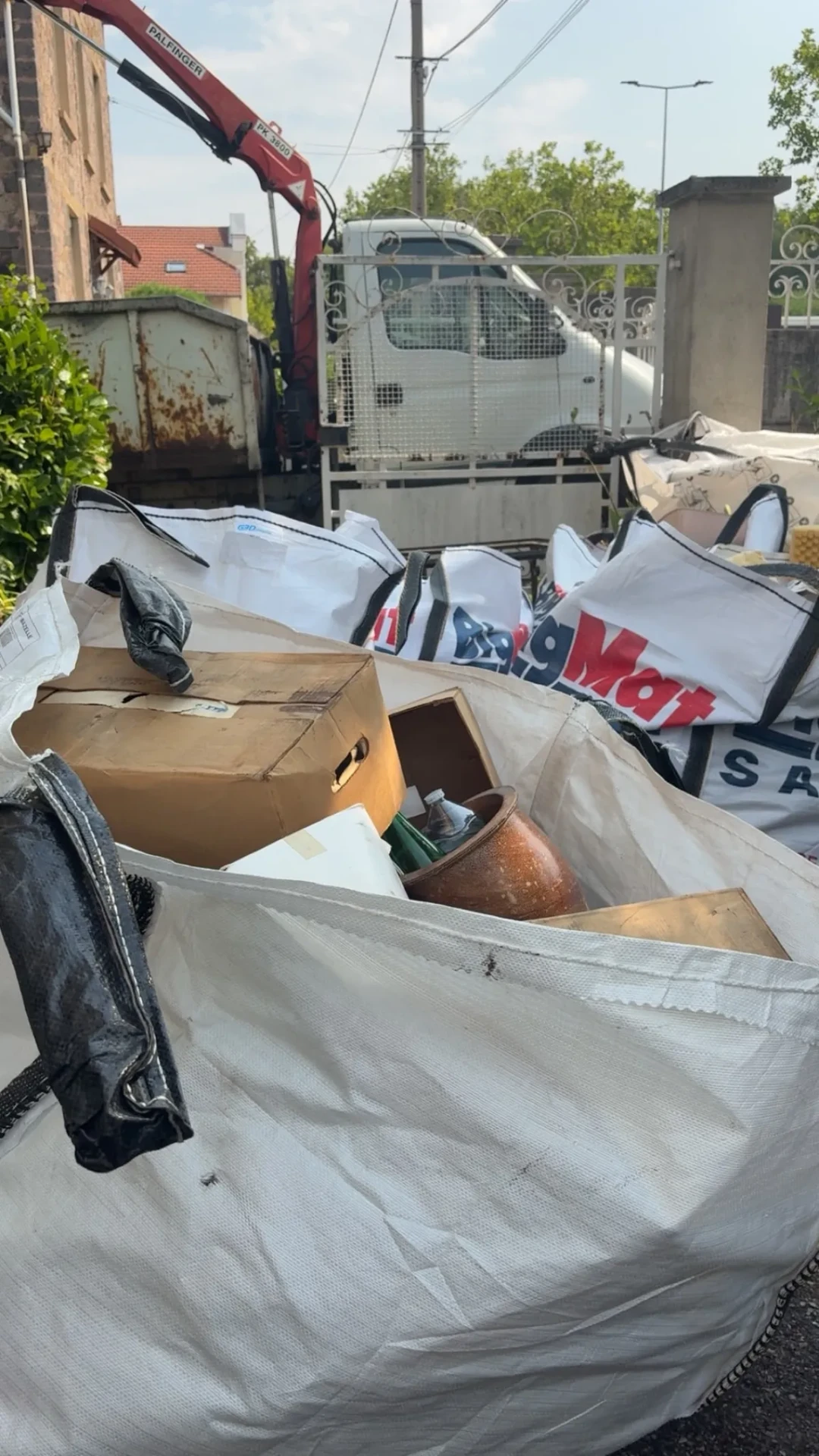 Déchets de débarras conditionnés en big bags